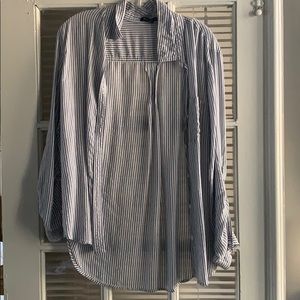 Gray and white striped button down